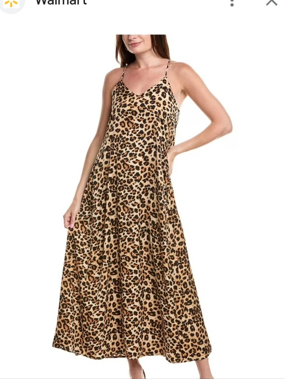 Nicole Miller Cream and Black Animal-Print Slip Dress with Leopard-Trim Accents